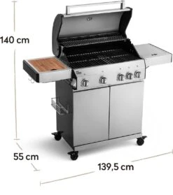 Burnhard Gas BBQ Big FRED Deluxe - 4 Branders - Incl. Keramische Infraroodbrander & Afdekhoes - Deluxe -Barbecuebenodigdheden 1063x1200 1