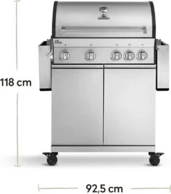 Burnhard Gas BBQ Big FRED Deluxe - 4 Branders - Incl. Keramische Infraroodbrander & Afdekhoes - Deluxe -Barbecuebenodigdheden 1063x1200