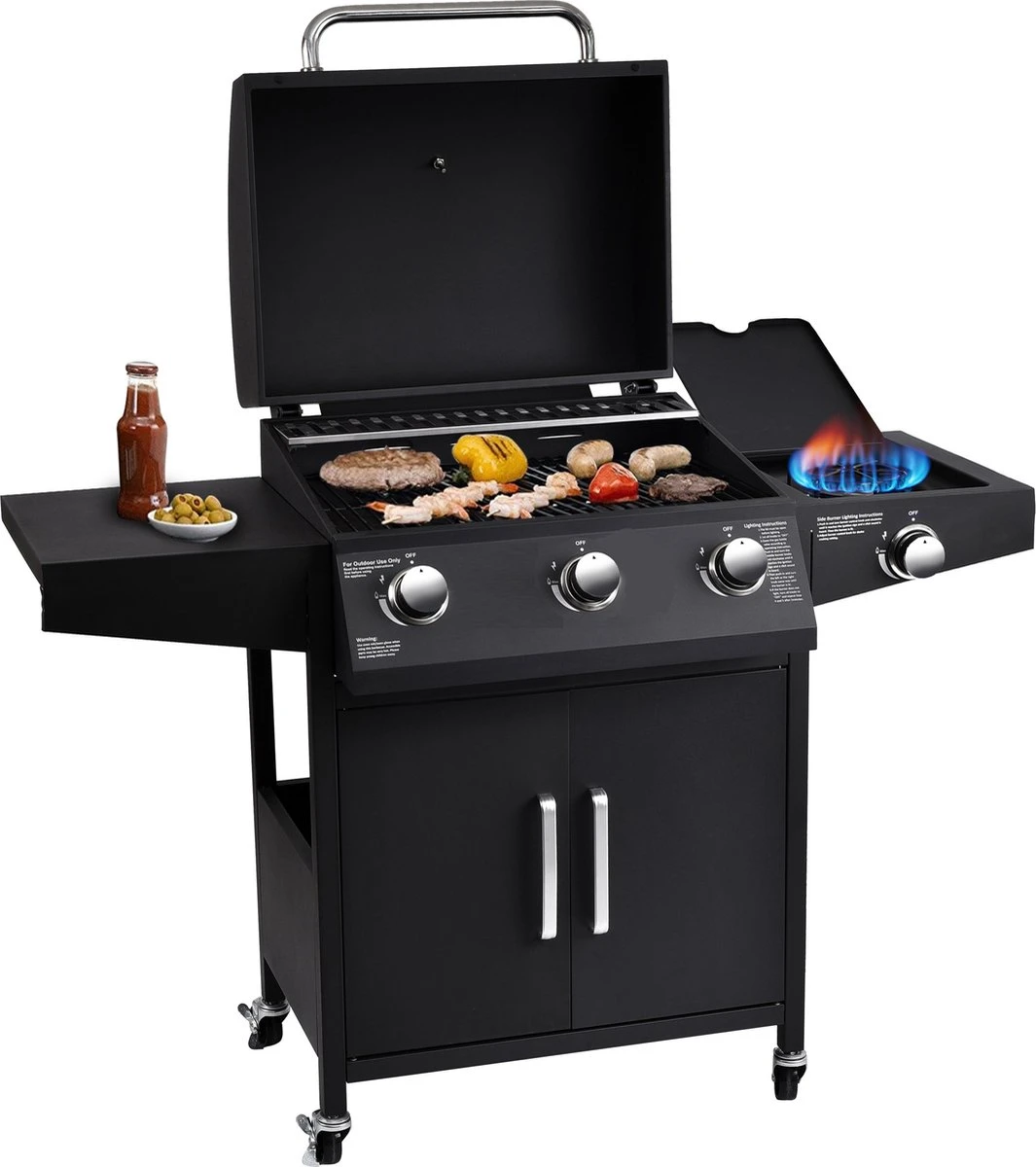 MaxxGarden Gas Barbecue - 3 Branders - Incl. Gratis BBQ Set 1 MaxxGarden Gas Barbecue - 3 Branders - Incl. Gratis BBQ Set