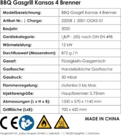 Kansas Gasgrill Barbecue - 4 Pits - RVS 9 Kansas Gasgrill Barbecue - 4 Pits - RVS -Barbecuebenodigdheden 1077x1200