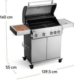 Burnhard Gas BBQ Big FRED Deluxe - 4 Branders - Incl. Keramische Infraroodbrander & Afdekhoes - Deluxe -Barbecuebenodigdheden 1113x1200