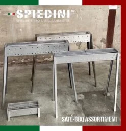 Spiedini Saté-bbq Bali 40 Mini - Kleine, Smalle Houtskoolbarbecue Met Horizontaal Rooster Voor Sate Of Andere Spiesjes - 40 Cm Lang, 11 Cm Breed, 14 Cm Hoog - Ideaal Voor Tuin- Of Open Haard, Of Balkon - Materiaal: Gealuminiseerd Ijzer -Barbecuebenodigdheden 1153x1200