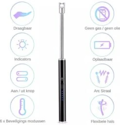 Merkloos BBQ Aansteker Oplaadbaar Met Usb Kabel - Elektrische Keuken Aansteker - Flexibele Aansteker - Zwart -Barbecuebenodigdheden 1155x1200