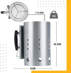 Kolen Starter GROOT - Brikettenstarter Met Veiligheidshandgreep - Snelstarter Voor Barbecue - BBQ Houtskool Starter -Barbecuebenodigdheden 1165x1200 1