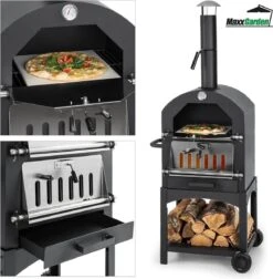 MaxxGarden Pizza Oven - Smoker Barbecue Op Hout, Houtskool Of Pellets - 45 X 65 X 158cm -Barbecuebenodigdheden 1175x1200