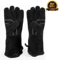 Barbecue Handschoen Zwart - BBQ Ovenwanten – Hittebestendige Handschoenen - Ovenhandschoenen - Grill & Oven Want – Koken Accessoires - Vuurkorf En Openhaard - Barbeque Keukenaccessoires - Koken - Vaderdag Cadeau Vader