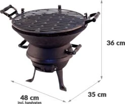 Potkachel Houtskoolbarbecue - 35 Cm - Gietijzer 6 Potkachel Houtskoolbarbecue - 35 Cm - Gietijzer -Barbecuebenodigdheden 1200x1000
