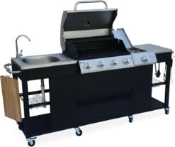 Alice's Garden Gas BBQ D'Artagnan - Zwart - 5 Branders - Buitenkeuken -Barbecuebenodigdheden 1200x1005