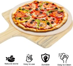 MaxxHome Pizzasteen - BBQ Steen - Maximum Te Verhitten Tot 600 Graden - ⌀33 - Incl. Houten Schep 15 MaxxHome Pizzasteen - BBQ Steen - Maximum Te Verhitten Tot 600 Graden - ⌀33 - Incl. Houten Schep -Barbecuebenodigdheden 1200x1085 1