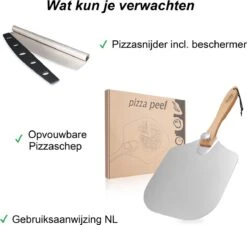 Pizzaschep – Inclusief Pizzasnijder – Opvouwbaar – Pizzaspatel – Pizza Schep – Taartschep – 30cm - Qwality -Barbecuebenodigdheden 1200x1095