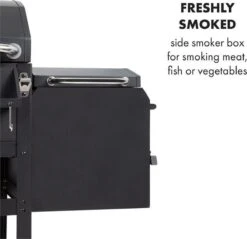 Klarstein Kingsville Double Barbecue - Houtskool- En Gasbarbecue - Smoker BBQ - Inclusief Deksels En Thermometer - Met 2 Roosters - Zwart -Barbecuebenodigdheden 1200x1161