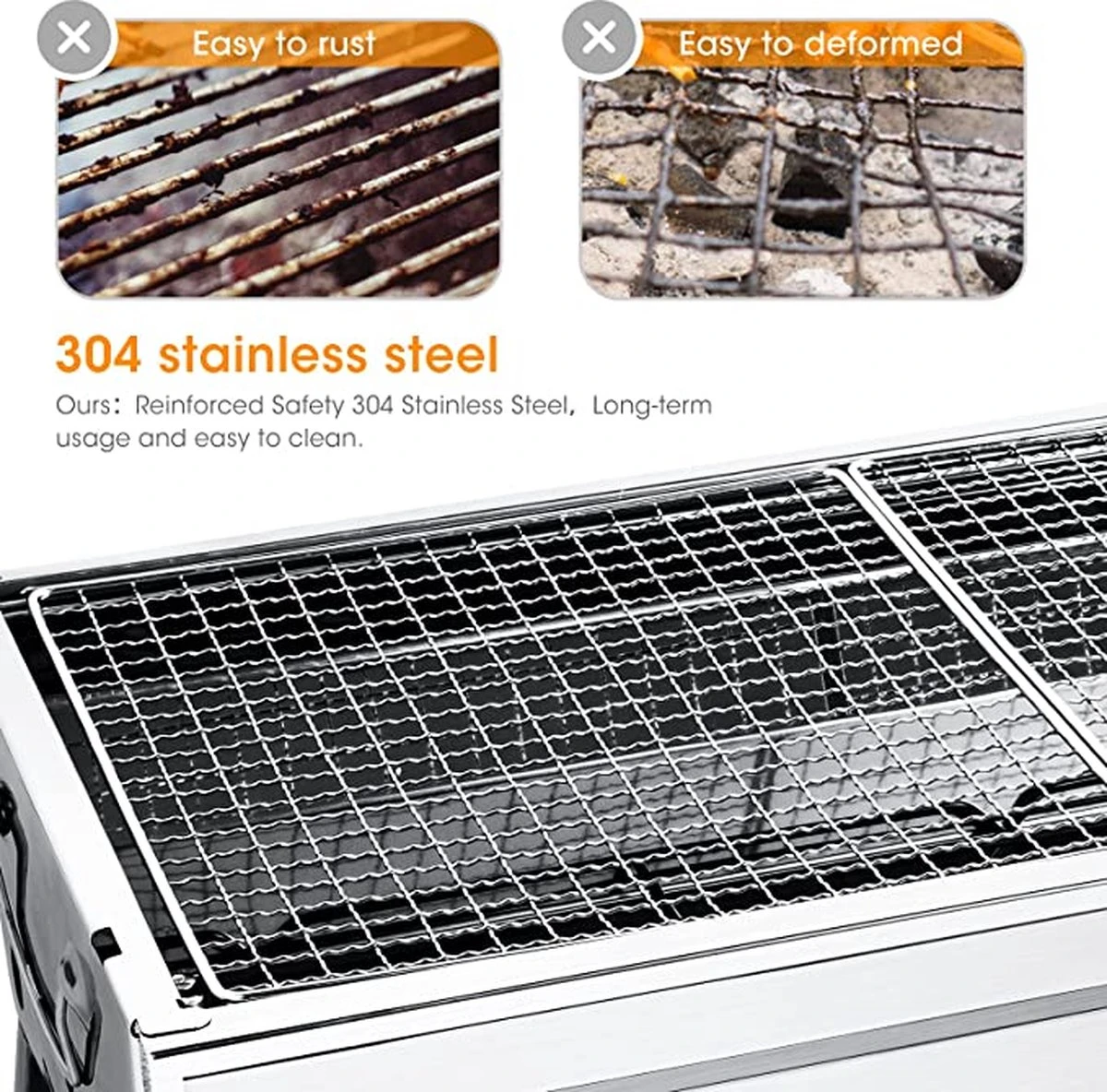 Uten - Houtskoolbarbecue - Opvouwbare Barbecue - Houtskoolbarbecues - Draagbare Camping Barbecue - 430 Roestvrij Staal Grill BBQ - 5-10 Persoon Tuin Buitenfeest - Zilver 6 Uten - Houtskoolbarbecue - Opvouwbare Barbecue - Houtskoolbarbecues - Draagbare Camping Barbecue - 430 Roestvrij Staal Grill BBQ - 5-10 Persoon Tuin Buitenfeest - Zilver - Afbeelding 6