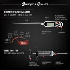 Mountain Jack® 40-Delige Luxe BBQ Grill Accessoires Set In Roestvrij Staal – Barbecue Gereedschap – Tangenset, Vlees Thermometer, Vleestang, Borstel, Spiezen, Vleesmes, Vleesvork -Barbecuebenodigdheden 1200x1199 6