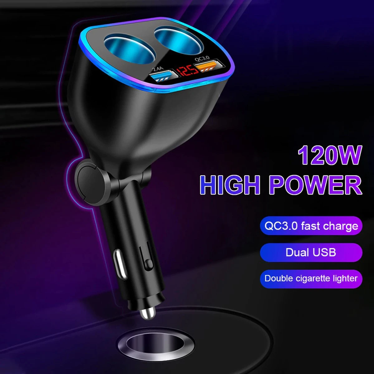 Auto Sigarettenaansteker Splitter - Losse Oplader - USB 2.0 A/USB 3.0 A 2 Poorten - Zwart - Snellader - Splitter - Auto Lader USB 10 Auto Sigarettenaansteker Splitter - Losse Oplader - USB 2.0 A/USB 3.0 A 2 Poorten - Zwart - Snellader - Splitter - Auto Lader USB - Afbeelding 10