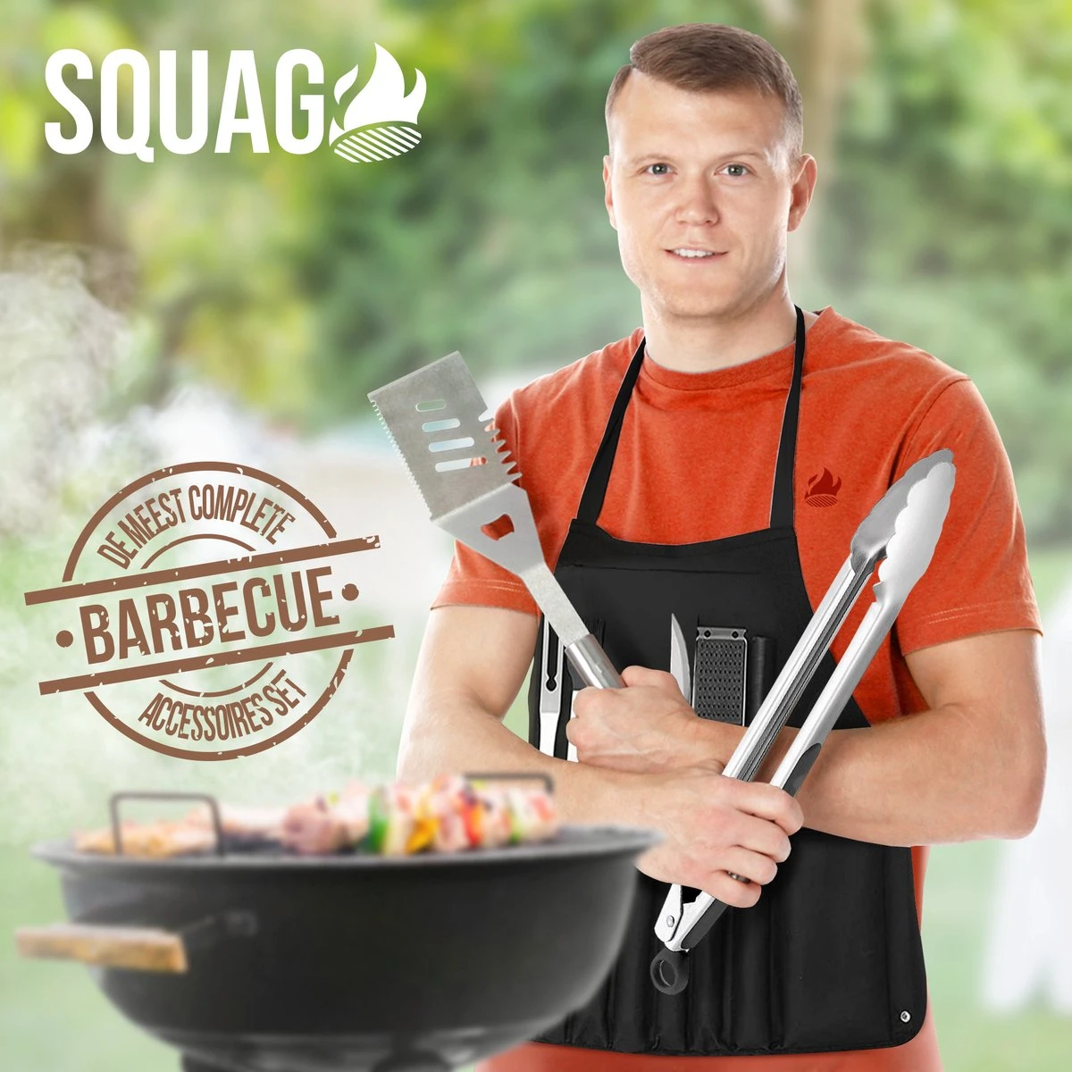 Squago BBQ Accesoires XXL Set Met Schort - Gereedschap - Gereedschapset Tang Borstel Mat 2 Squago BBQ Accesoires XXL Set Met Schort - Gereedschap - Gereedschapset Tang Borstel Mat - Afbeelding 2