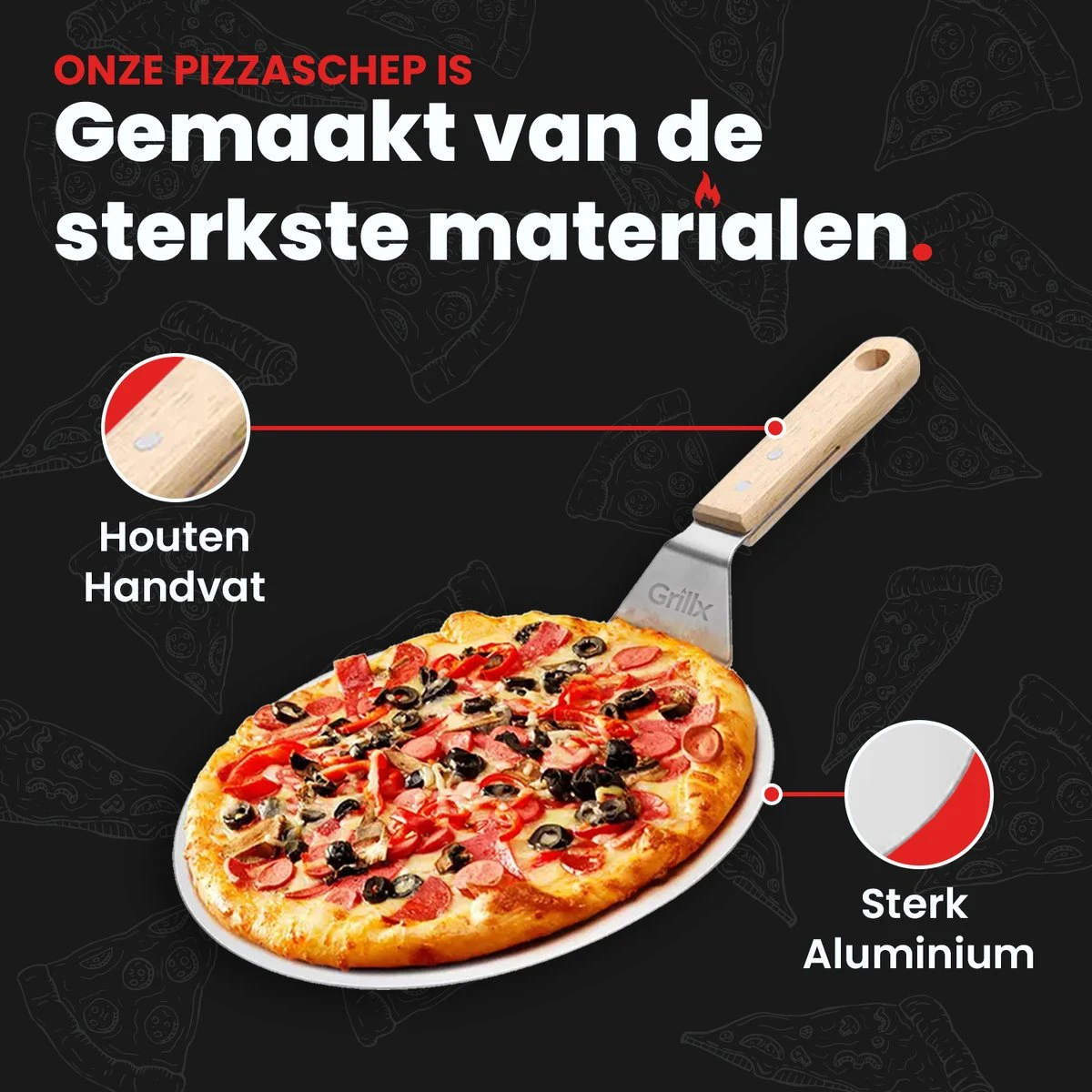 GrillX Pizzaschep Met Pizzasnijder - 30cm - In Luxe Doos - Pizzaspatel Voor BBQ & Oven - BBQ Accesoires Gereedschap 4 GrillX Pizzaschep Met Pizzasnijder - 30cm - In Luxe Doos - Pizzaspatel Voor BBQ & Oven - BBQ Accesoires Gereedschap - Afbeelding 4