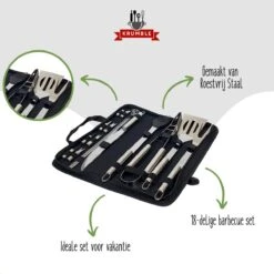 Krumble 18-delige Barbecue Set / Roestvrijstalen BBQ Set Van 18 / Inclusief Handige Opbergtas - RVS -Barbecuebenodigdheden 1200x1200 470