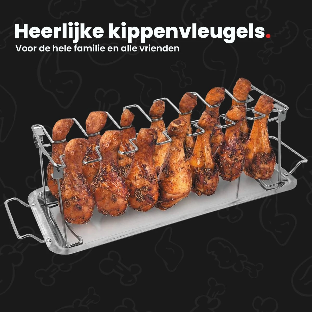 GrillX Kippenvleugelhouder - Kiphouder Voor BBQ & Oven - RVS - BBQ Accesoires 5 GrillX Kippenvleugelhouder - Kiphouder Voor BBQ & Oven - RVS - BBQ Accesoires - Afbeelding 5
