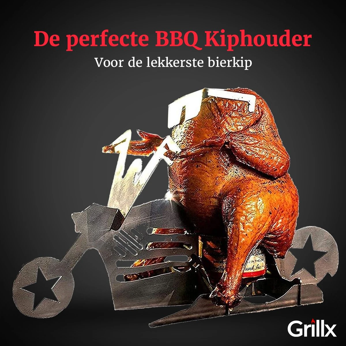 GrillX Beer Can Chicken Houder - Kiphouder Motorcycle - BBQ Accesoires - Bierkip - Barbeque Gereedschap - Chicken Sitter 2 GrillX Beer Can Chicken Houder - Kiphouder Motorcycle - BBQ Accesoires - Bierkip - Barbeque Gereedschap - Chicken Sitter - Afbeelding 2