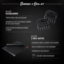 Mountain Jack® 40-Delige Luxe BBQ Grill Accessoires Set In Roestvrij Staal – Barbecue Gereedschap – Tangenset, Vlees Thermometer, Vleestang, Borstel, Spiezen, Vleesmes, Vleesvork -Barbecuebenodigdheden 1200x1200 516