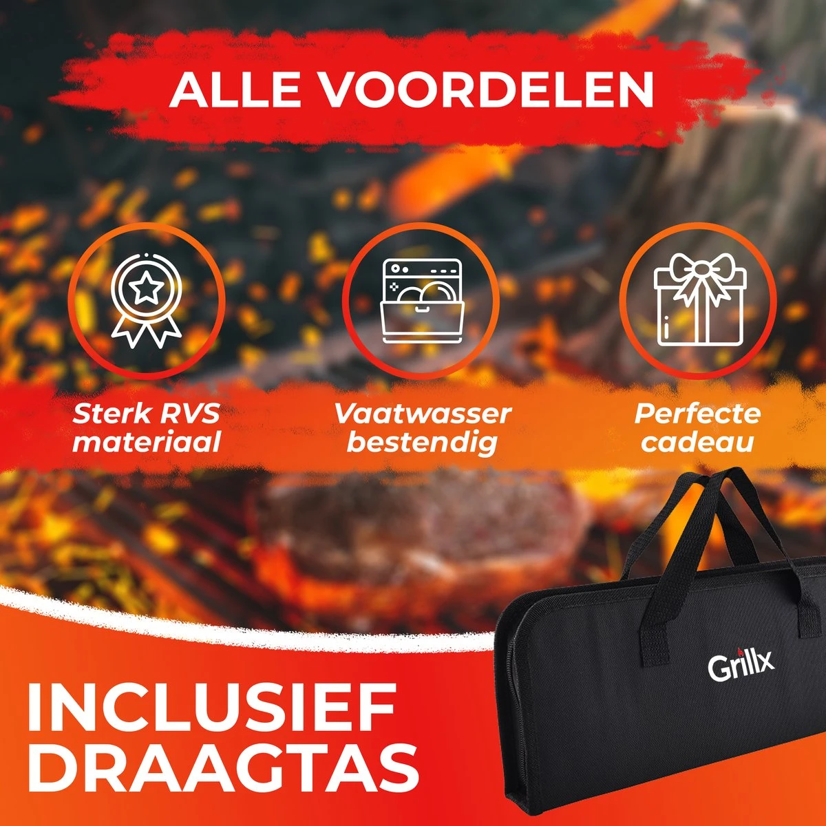 GrillX Barbecue Gereedschap Set - 19-delig - Inclusief Luxe Draagtas - BBQ Accesoires - Gereedschapset 2 GrillX Barbecue Gereedschap Set - 19-delig - Inclusief Luxe Draagtas - BBQ Accesoires - Gereedschapset - Afbeelding 2