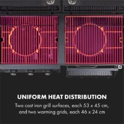 Klarstein Kingsville Double Barbecue - Houtskool- En Gasbarbecue - Smoker BBQ - Inclusief Deksels En Thermometer - Met 2 Roosters - Zwart -Barbecuebenodigdheden 1200x1200 55