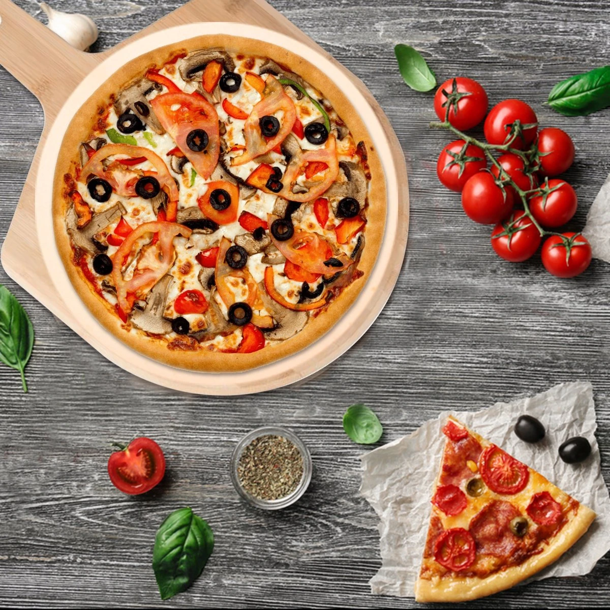 MaxxHome Pizzasteen - BBQ Steen - Maximum Te Verhitten Tot 600 Graden - ⌀33 - Incl. Houten Schep 4 MaxxHome Pizzasteen - BBQ Steen - Maximum Te Verhitten Tot 600 Graden - ⌀33 - Incl. Houten Schep - Afbeelding 4