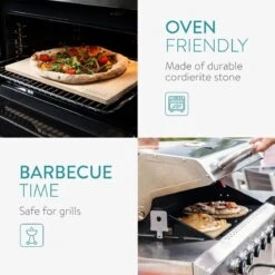 Navaris Pizzasteen XL Voor Oven En Barbecue - Rechthoekige Pizzaplaat 38 X 30 Cm - Inclusief Pizzaschep Met Extra Lang Handvat En Receptenboek -Barbecuebenodigdheden 1200x1200 653