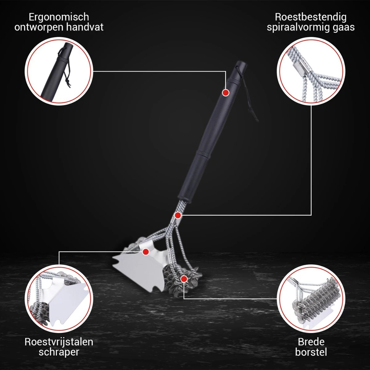 BBQ Borstel Staal RVS Reinigingsborstel Barbecue Grill Accessoires 5 BBQ Borstel Staal RVS Reinigingsborstel Barbecue Grill Accessoires - Afbeelding 5