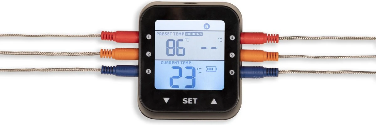 Patton - Kamado 21" - Premium Black - Keramische Barbecue - Incl. Bluetooth Kerntemperatuurmeter - LED Verlichting - Large - Compleet - Zwart 7 Patton - Kamado 21" - Premium Black - Keramische Barbecue - Incl. Bluetooth Kerntemperatuurmeter - LED Verlichting - Large - Compleet - Zwart - Afbeelding 7