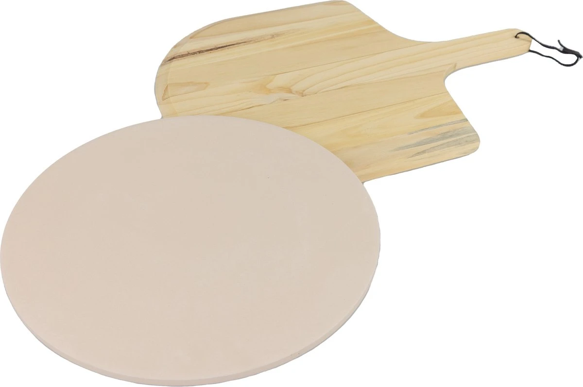 MaxxHome Pizzasteen - BBQ Steen - Maximum Te Verhitten Tot 600 Graden - ⌀33 - Incl. Houten Schep 1 MaxxHome Pizzasteen - BBQ Steen - Maximum Te Verhitten Tot 600 Graden - ⌀33 - Incl. Houten Schep