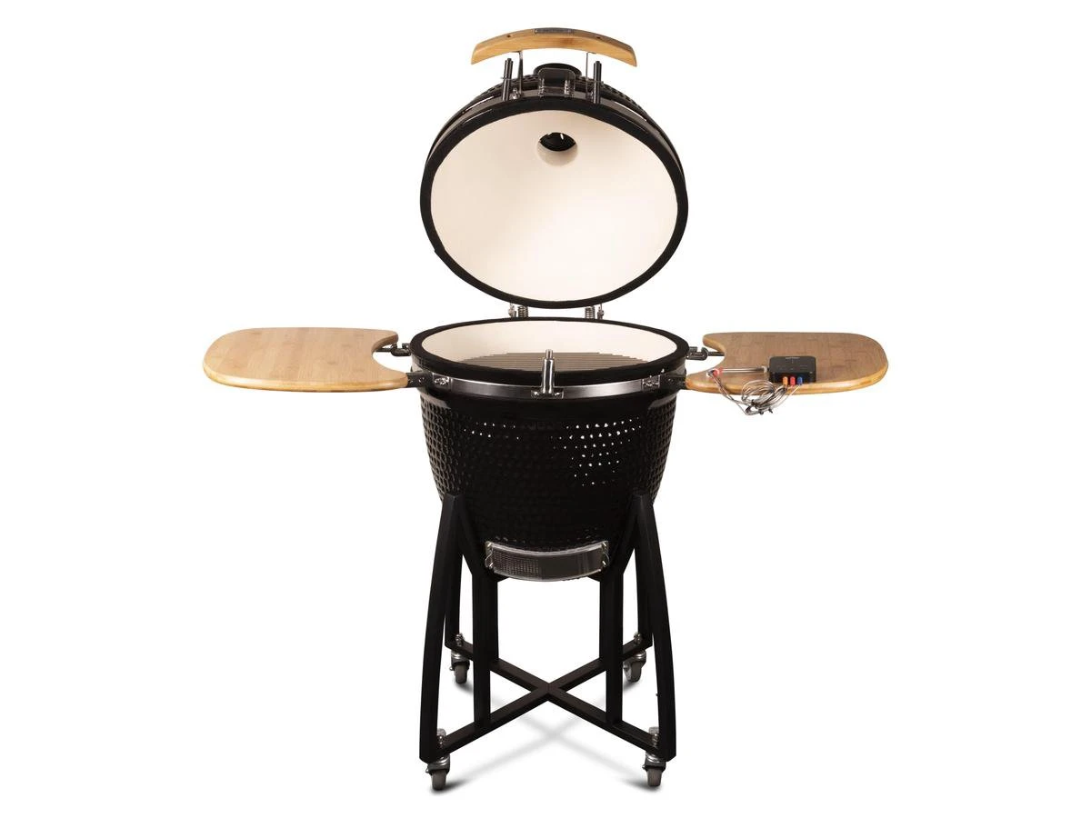 Patton - Kamado 21" - Premium Black - Keramische Barbecue - Incl. Bluetooth Kerntemperatuurmeter - LED Verlichting - Large - Compleet - Zwart 3 Patton - Kamado 21" - Premium Black - Keramische Barbecue - Incl. Bluetooth Kerntemperatuurmeter - LED Verlichting - Large - Compleet - Zwart - Afbeelding 3