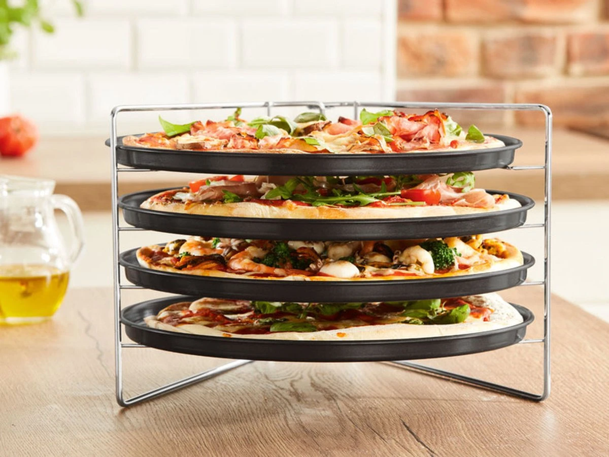 Pizza - Pizzarek - Pizza Oven - Zenker - Pizzabakset - 5 Delige Set Voor 4 Pizza's - Ø 28,5 Cm - Antiaanbaklaag Van ILAG® - Pizzaplaat - Pizza 5 Pizza - Pizzarek - Pizza Oven - Zenker - Pizzabakset - 5 Delige Set Voor 4 Pizza's - Ø 28,5 Cm - Antiaanbaklaag Van ILAG® - Pizzaplaat - Pizza - Afbeelding 5