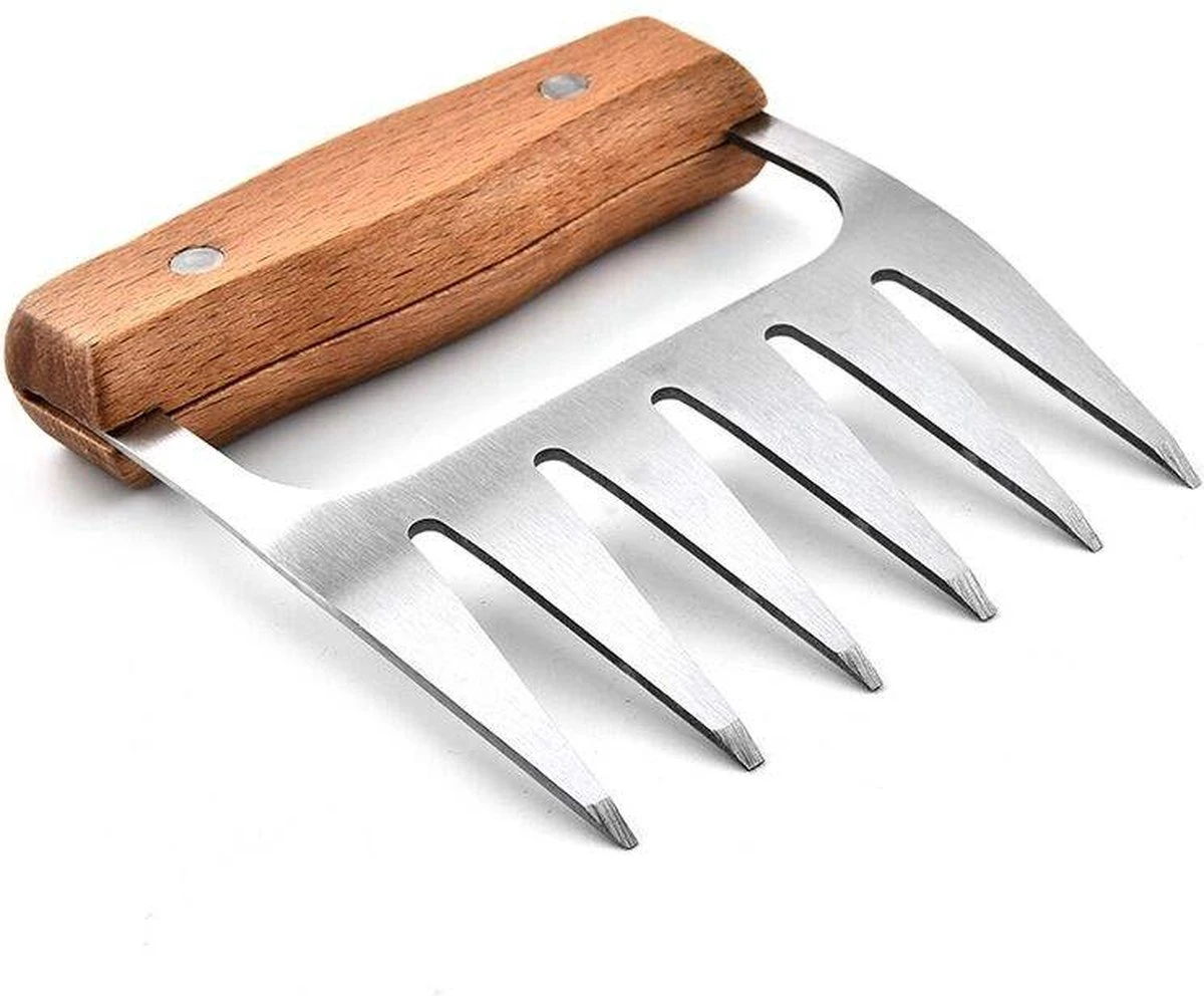 GrillX Luxe Vleesklauwen - Houten Handvat - RVS Meat Claws - Vleesshredder - Pulled Pork, Chicken - BBQ Accesoires 3 GrillX Luxe Vleesklauwen - Houten Handvat - RVS Meat Claws - Vleesshredder - Pulled Pork, Chicken - BBQ Accesoires - Afbeelding 3