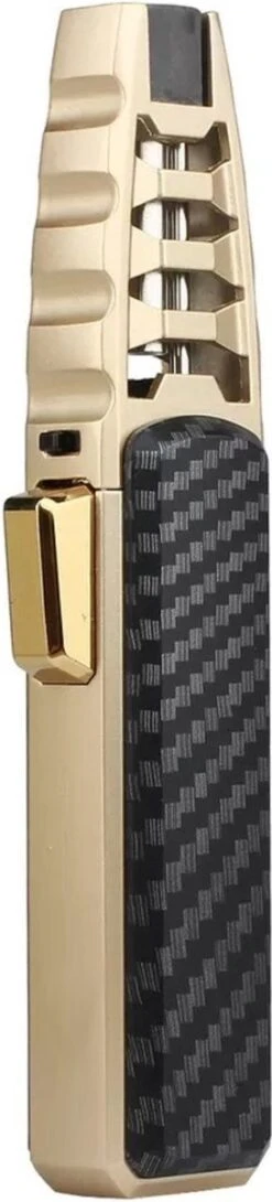 Merkloos Turbo Jetflame Aansteker - Gasbrander - Vuurwerk Torch - Crème Brûlée Brander - BBQ En Sigaren Aansteker - Windproof - Carbon Met Goudkleurige Metalen Behuizing -Barbecuebenodigdheden 272x1200 1