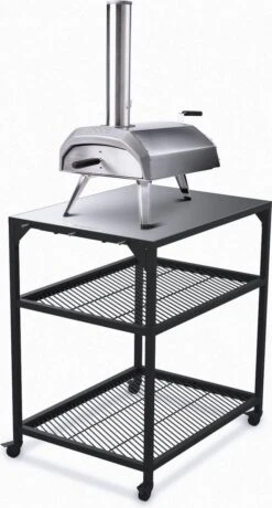 Ooni - Tafel - Medium - Pizza Tafel - 60x80x 90cm - RVS - Zwart -Barbecuebenodigdheden 644x1200