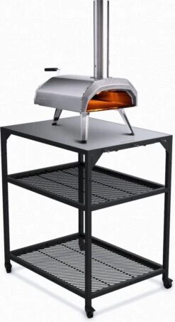 Ooni - Tafel - Medium - Pizza Tafel - 60x80x 90cm - RVS - Zwart -Barbecuebenodigdheden 654x1200