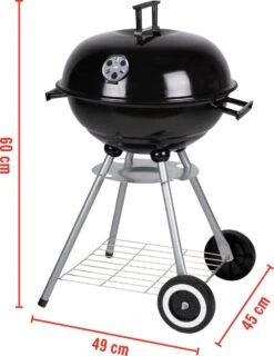 BBQ Collection Houtskoolbarbecue - Kogelbarbecue 45 X 60 Centimeter - Ronde Barbecue - Barbecue Op Wielen - Zwart - Metaal -Barbecuebenodigdheden 925x1200